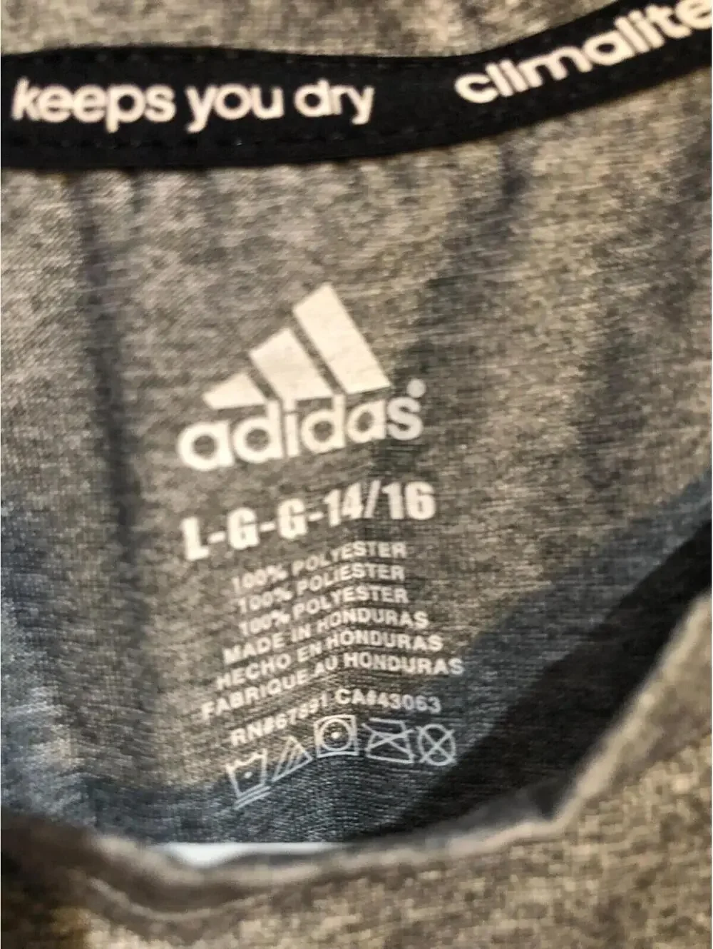 Adidas Youth Basketball T Shirt Boys Large 14 16 Gray Sports Tee